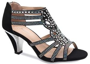 Olivia K Women's Strappy Rhinestone Low Heel Sandals