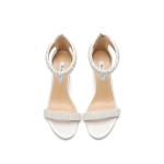 Ivory Pearl Block Heel Wedding Sandals for Brides