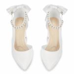 Women's Pearl Ankle Strap Chunky Heels Pumps