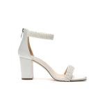 Ivory Pearl Block Heel Wedding Sandals for Brides