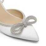 Rhinestone Bow Ankle Strap Wedding Heels