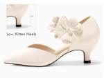 Women’s Creamy-White Low Kitten Heels for Weddings