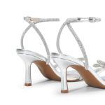 Double Bowknot Heels with Ankle Strap - Silver