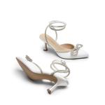 Rhinestone Bow Ankle Strap Wedding Heels