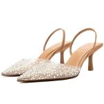 Pearl Pointed Toe Kitten Heels for Weddings