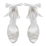 Lace Pearl Peep Toe Wedding High Heel Shoes