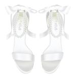 Ivory Pearl Open Toe Wedding Platform Heels