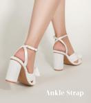 White Gold Chunky Bow Heel Wedding Shoes