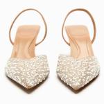 Pearl Pointed Toe Kitten Heels for Weddings