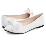 Women’s White Bowknot Pointed Toe Flats