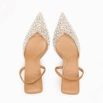 Pearl Pointed Toe Kitten Heels for Weddings