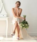 White Gold Chunky Bow Heel Wedding Shoes