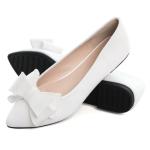 Women’s White Bowknot Pointed Toe Flats