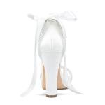 Ivory Pearl Open Toe Wedding Platform Heels