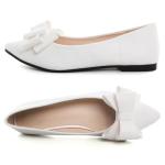 Women’s White Bowknot Pointed Toe Flats