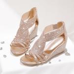 Sparkly Rhinestone Open Toe Wedge Sandals