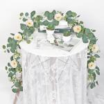 2 Pack 13Ft Eucalyptus and White Rose Garland