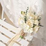 CEWOR White Champagne Rose Wedding Bouquets