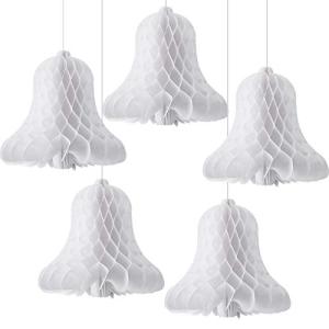 5 Pack White Honeycomb Wedding Bells Decorations