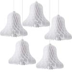5 Pack White Honeycomb Wedding Bells Decorations