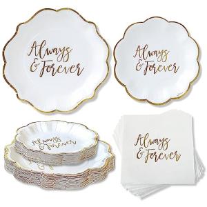 Always & Forever Wedding Paper Plates and Napkins Set