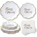 Always & Forever Wedding Paper Plates and Napkins Set