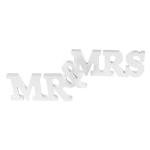 White Wooden Mr and Mrs Wedding Table Signs