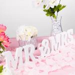White Wooden Mr and Mrs Wedding Table Signs