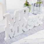 White Wooden Mr and Mrs Wedding Table Signs