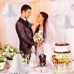 5 Pack White Honeycomb Wedding Bells Decorations