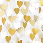 White-Gold Heart Streamers Garland for Celebrations