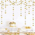 White-Gold Heart Streamers Garland for Celebrations