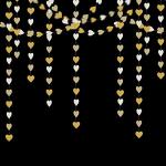 White-Gold Heart Streamers Garland for Celebrations