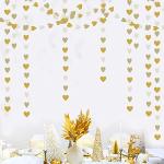 White-Gold Heart Streamers Garland for Celebrations
