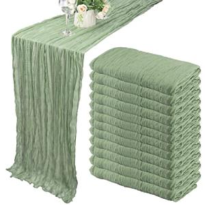 12 Pack 10Ft Dusty Sage Green Cheesecloth Runners