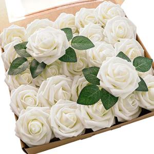 25 Ivory Foam Fake Roses for Wedding Decor