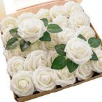 25 Ivory Foam Fake Roses for Wedding Decor
