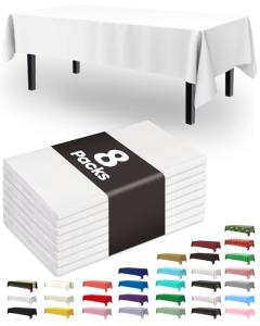 White Disposable Tablecloths - 8 Pack, 54x108 Inches
