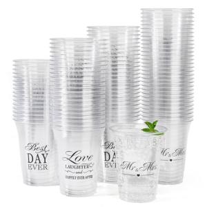150 Pack Mr. and Mrs. Disposable Wedding Cups