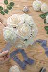 25 Ivory Foam Fake Roses for Wedding Decor