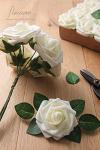 25 Ivory Foam Fake Roses for Wedding Decor
