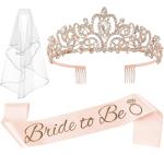 Bachelorette Party Rose Gold Crown and Sash Set