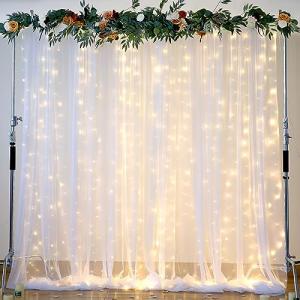 White Tulle Curtain with String Lights for Events