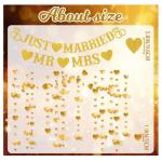 Just Married Gold Glitter Banner with Heart Garland