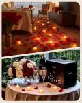 1000 Artificial Rose Petals and Heart LED Candles