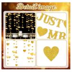 Just Married Gold Glitter Banner with Heart Garland