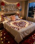 1000 Artificial Rose Petals and Heart LED Candles