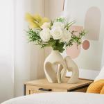 Heart Shaped White Ceramic Vases Set of 2