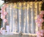 White Tulle Curtain with String Lights for Events