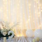 White Tulle Curtain with String Lights for Events